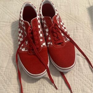 Red and White Checkered Vans Sneakers